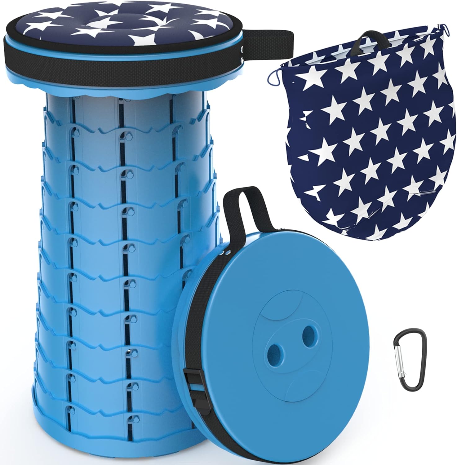 Portable Telescoping Stool - Foldable Seat for 440 lbs