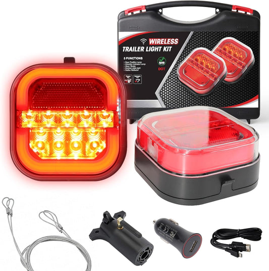 Wireless Trailer Lights for Towing - Rechargeable LED Tail Light Kit