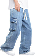 Soft Baggy Jeans with Drawstring Waistband for Men's Comfort