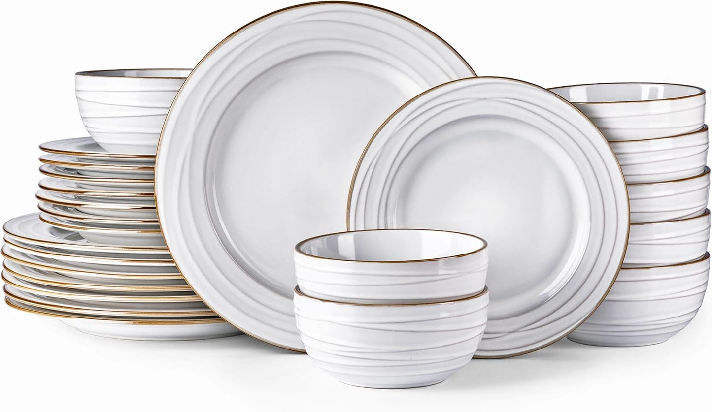 Elegant 24-Piece Ceramic Dinnerware Set for Stylish Dining