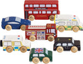 London Car Set Premium Wooden Toy Cars - 7-pc Le Van