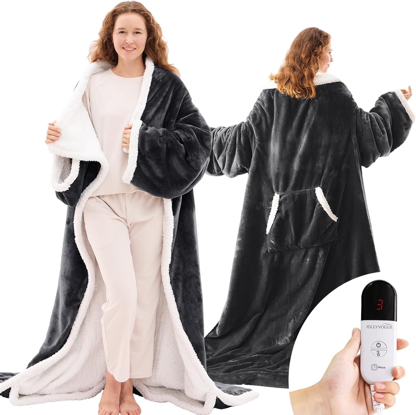 Wearable Heated Blanket with Foot Pocket for Ultimate Comfort