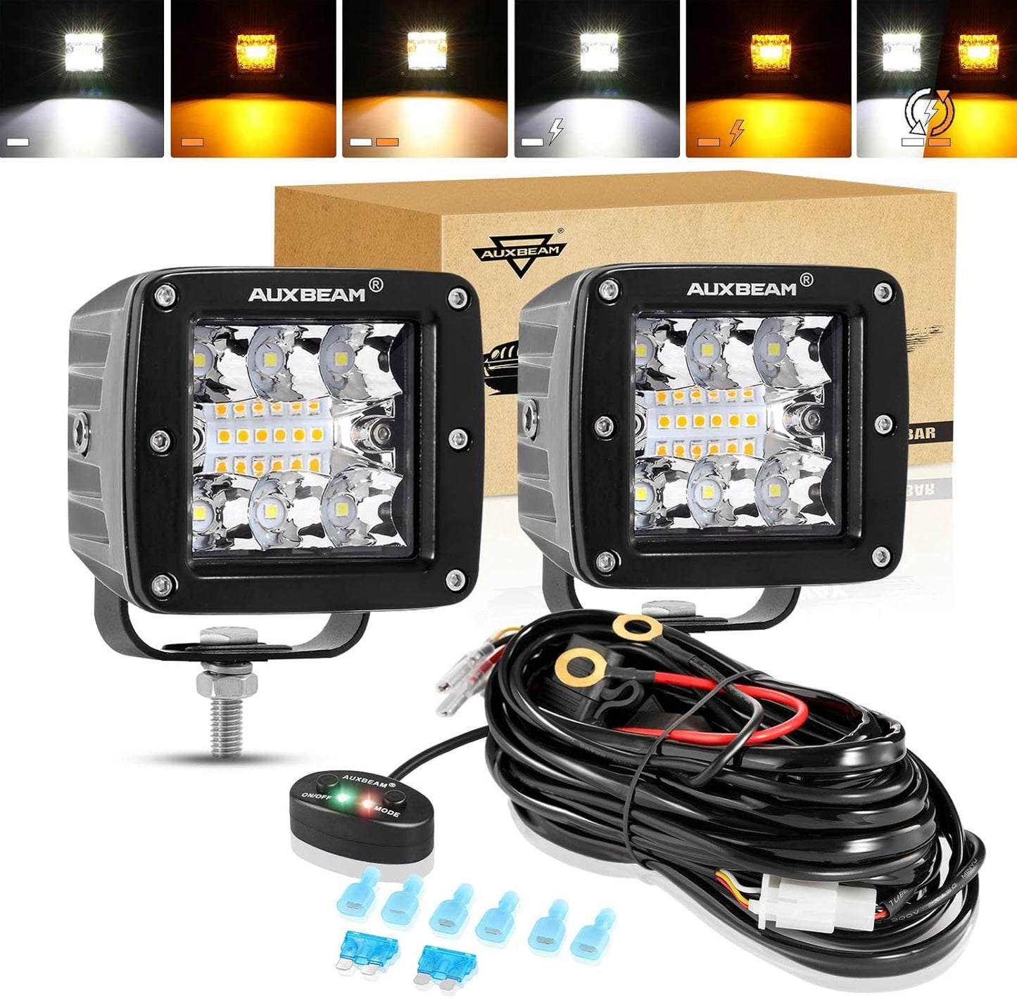 Auxbeam 3 Inch 72W LED Cube Light Pods for Offroad Use