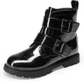 Glitter and Buckle Kids Ankle Boots - Side Zipper Combat Style