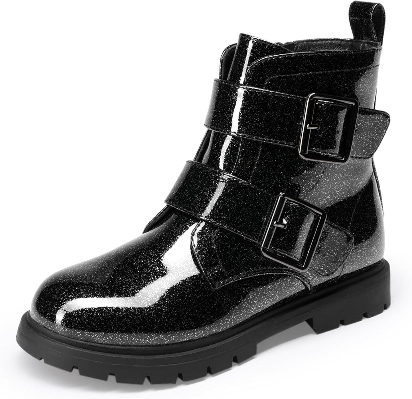 DREAM PAIRS Glitter Ankle Boots for Kids with Side Zipper