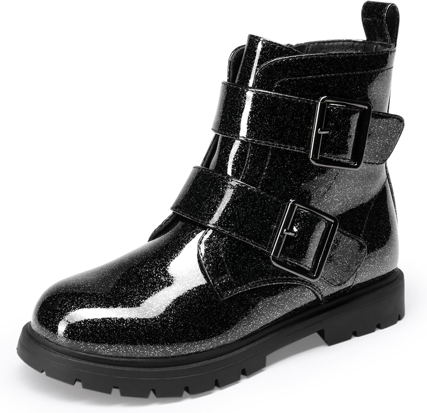 DREAM PAIRS Glitter Ankle Boots for Kids with Side Zipper
