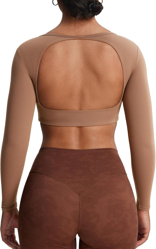 Aoxjox Long Sleeve Crop Tops for Women: Comfortable Workout Wear