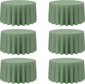 BRILLMAX Sage Green 120 in Round Tablecloths 6 Pack - Reusable Elegant