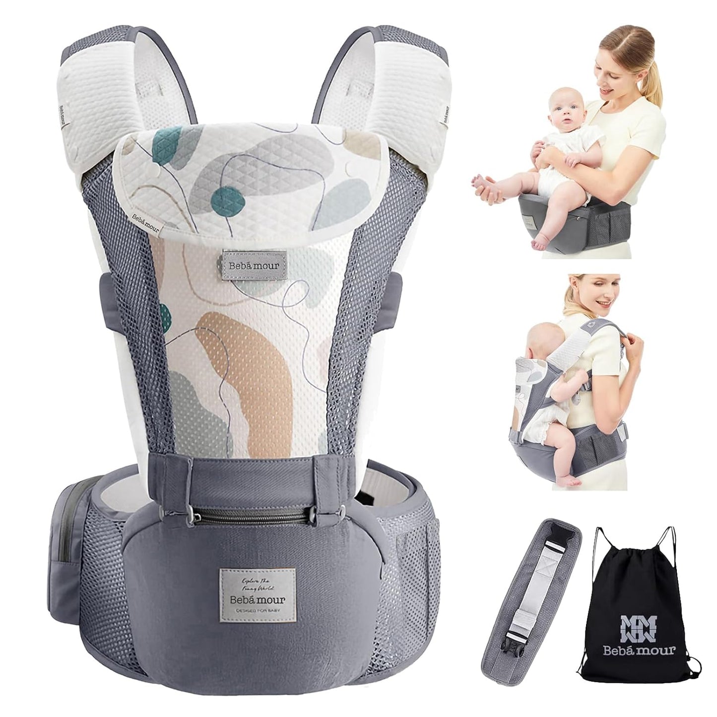 Bebamour Baby Carrier for Newborn to Toddler with Teething Pads