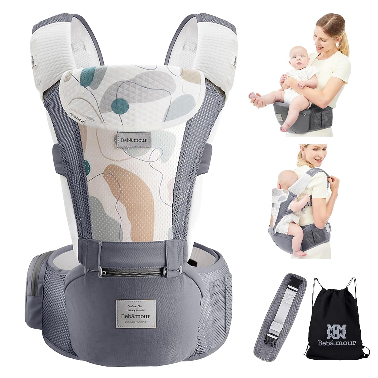 Bebamour Baby Carrier for Newborn to Toddler with Teething Pads