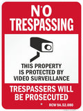 No Trespassing Sign - Video Surveillance Protection 24 x 18 in