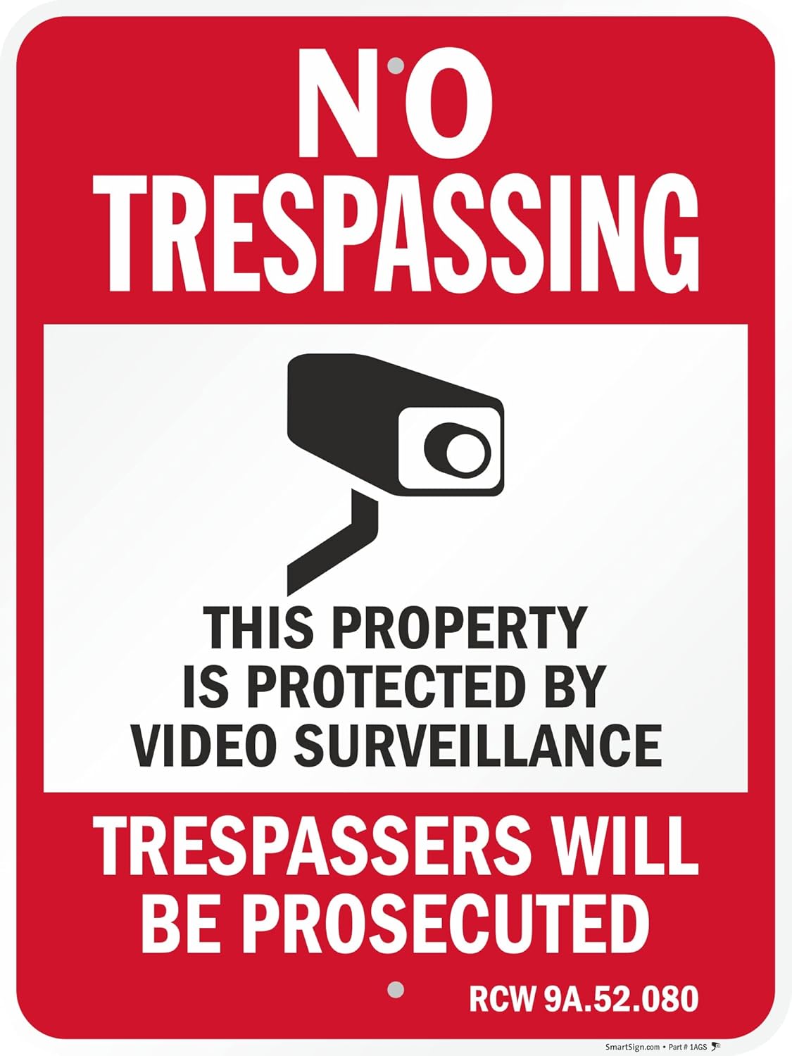 No Trespassing Sign - Video Surveillance Protection 24 x 18 in