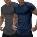 Mens Short Sleeve T Shirt Summer Muscle Slim Fitted Crewneck Longline