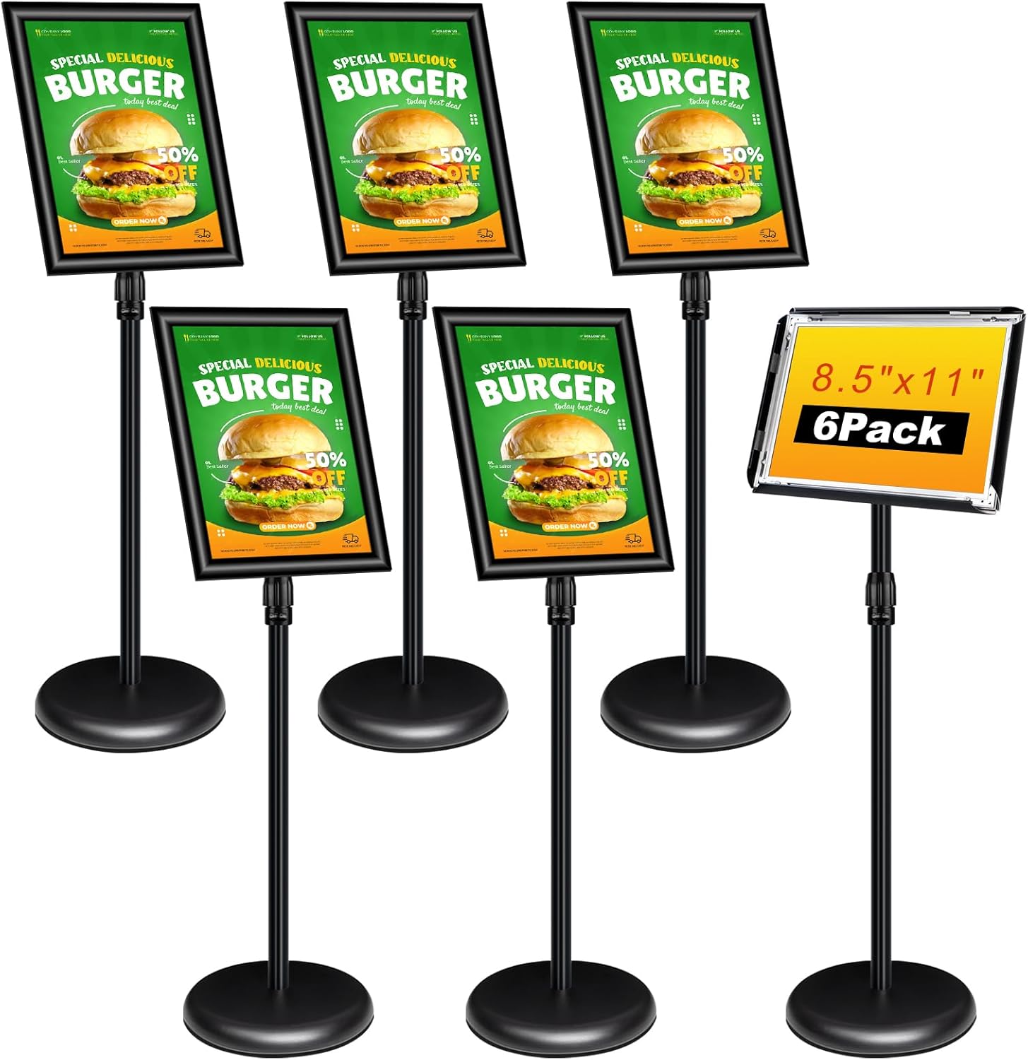 6Pack Adjustable Pedestal Sign Holder for Indoor and Outdoor Use