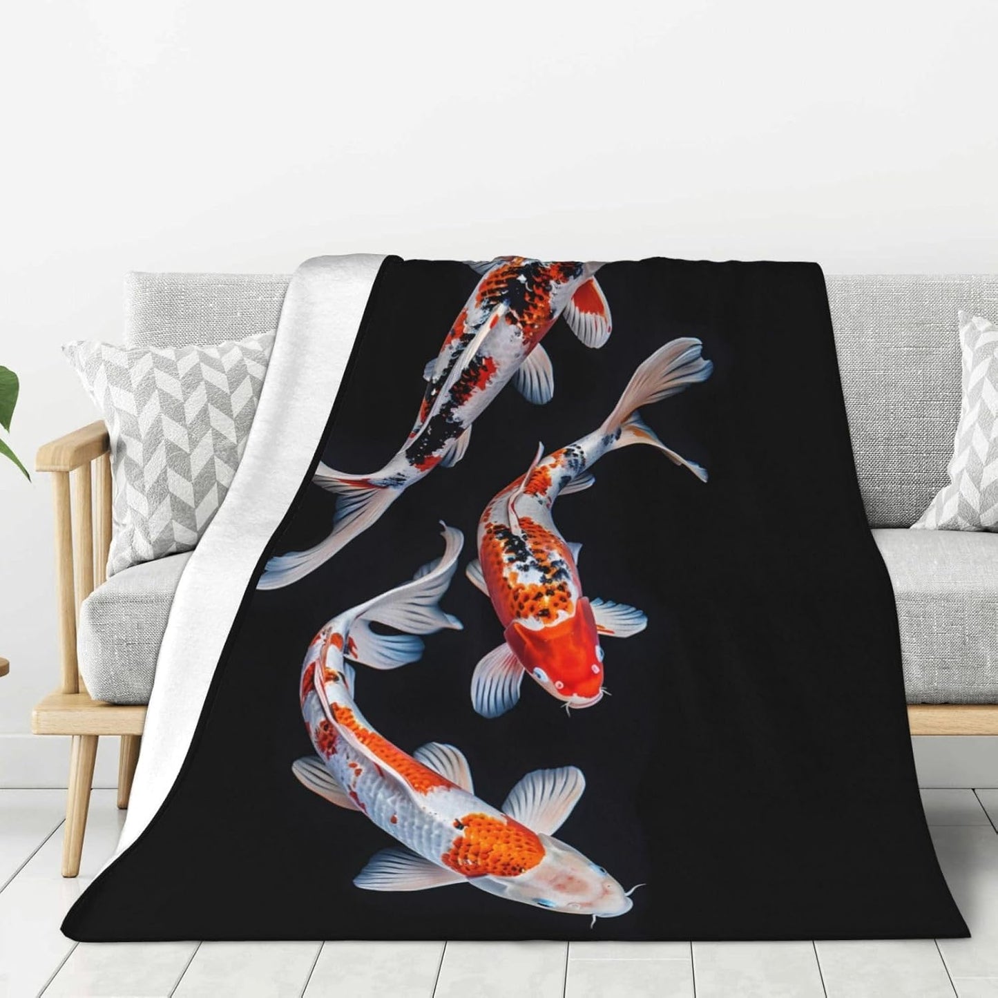 Cozy Tricolor Koi Fish Blanket for All Seasons