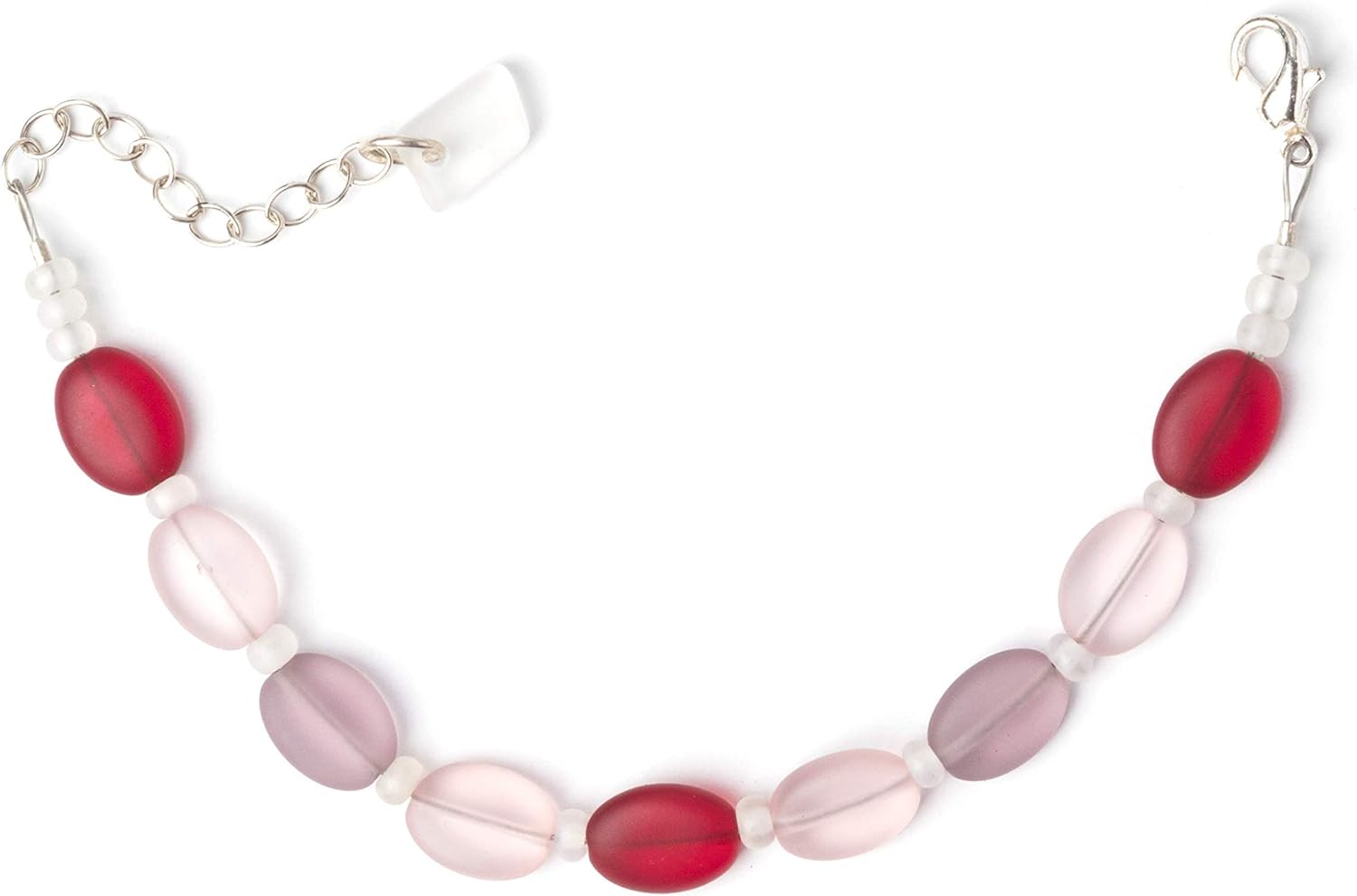 Sea Glass Droplet Bracelet - Handmade with Platted Silver