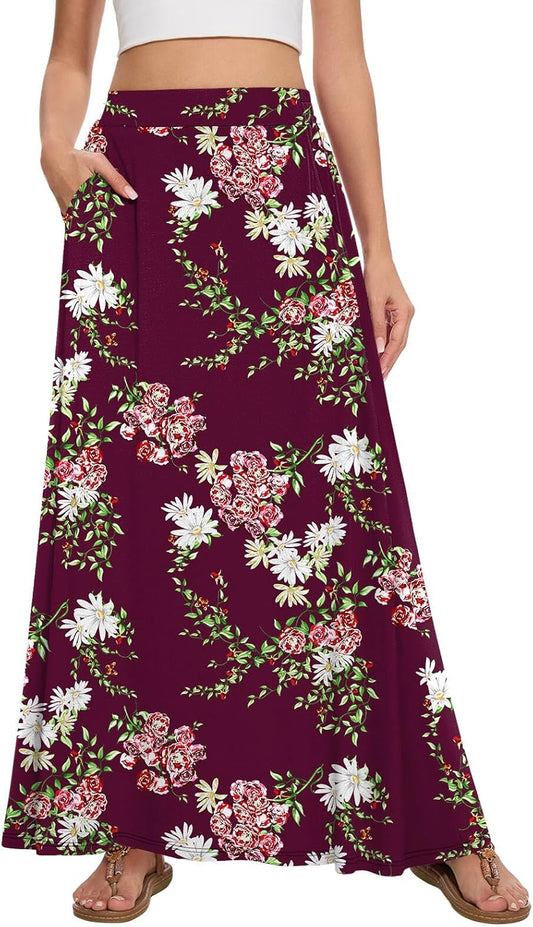 Womens Maxi A-line Long Skirt Casual 2025 with Pockets