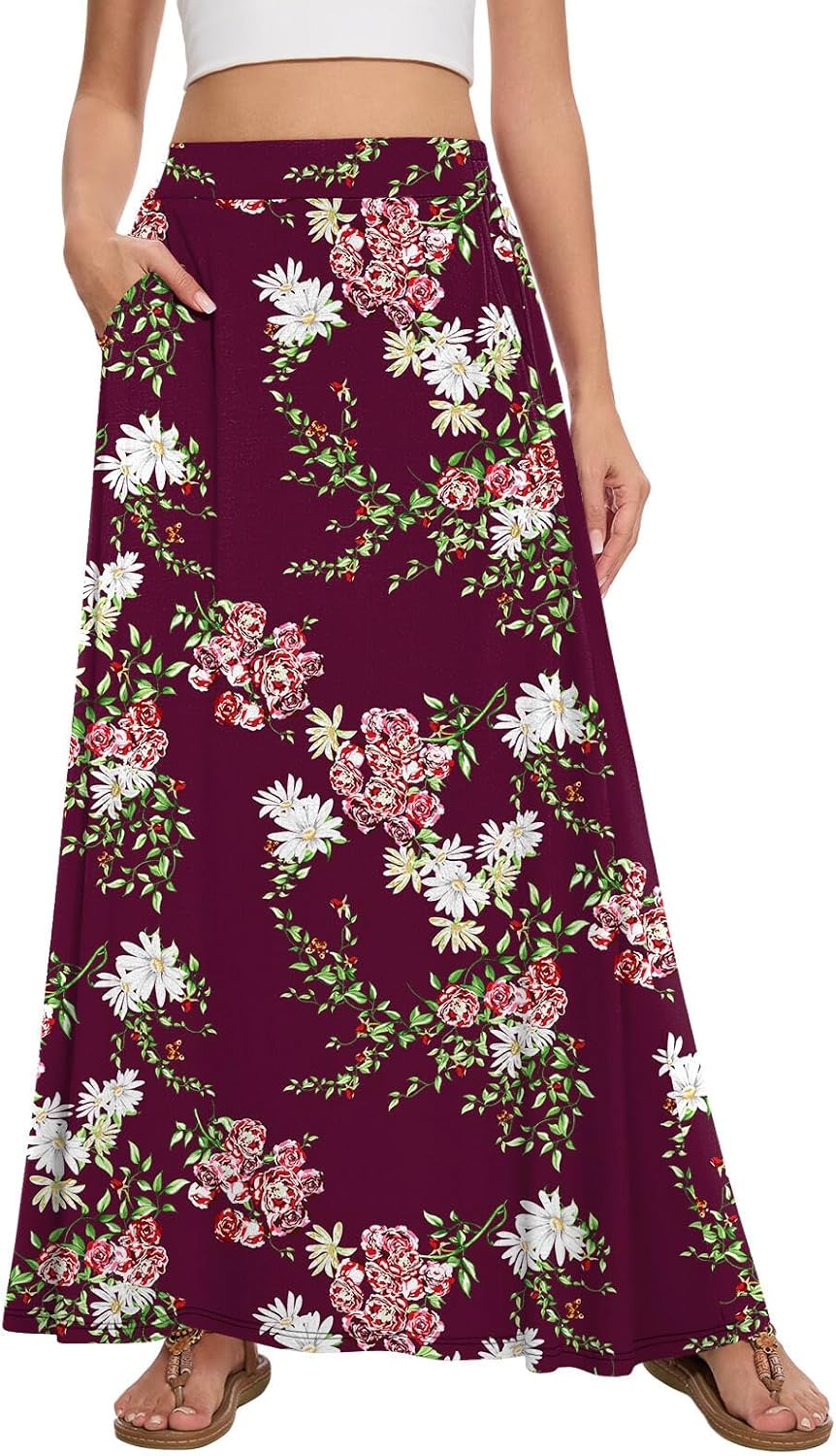 Womens Maxi A-line Long Skirt Casual with Pockets for All Occasions