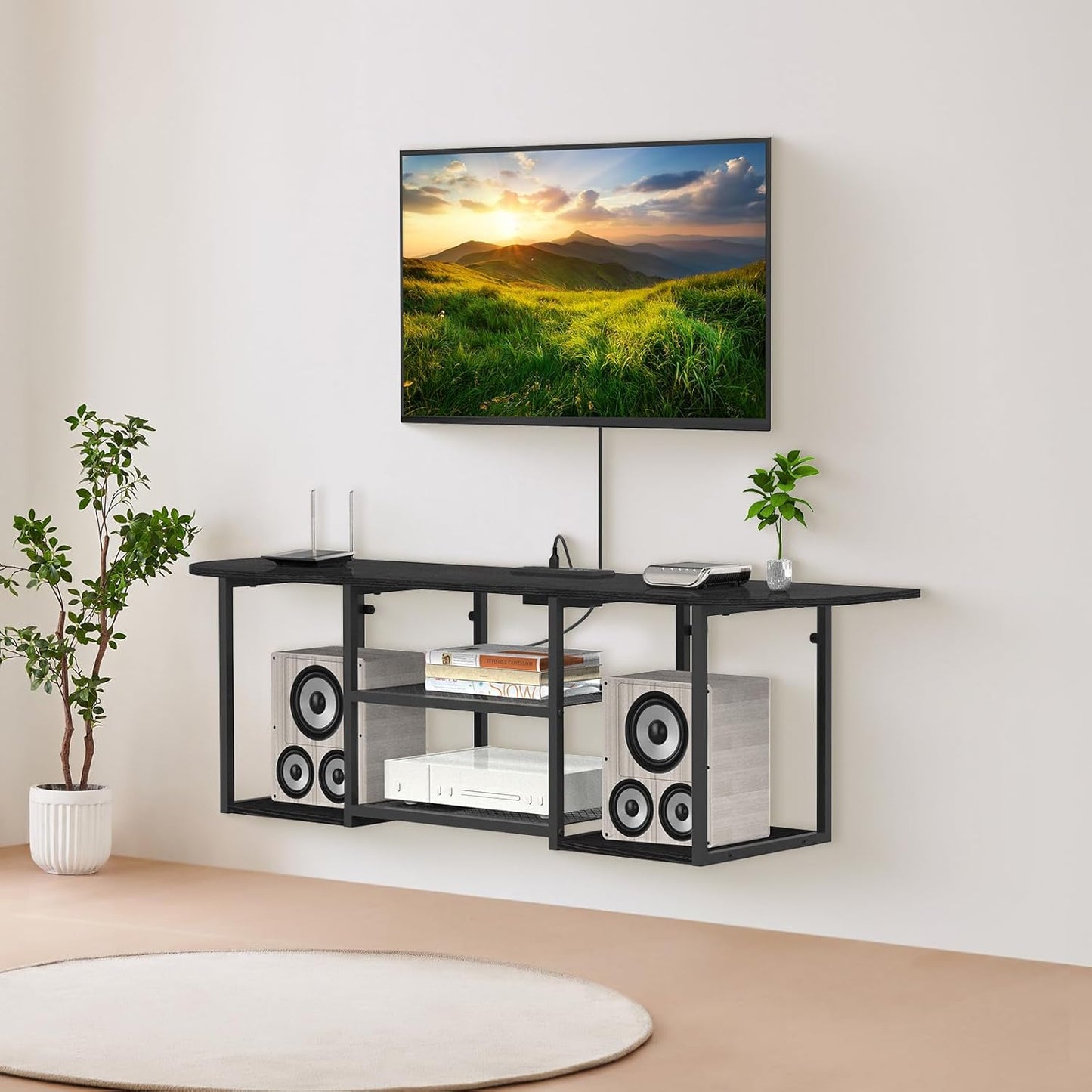 Modern Floating TV Stand with Power Outlet - Perfect for 50-60 TVs!