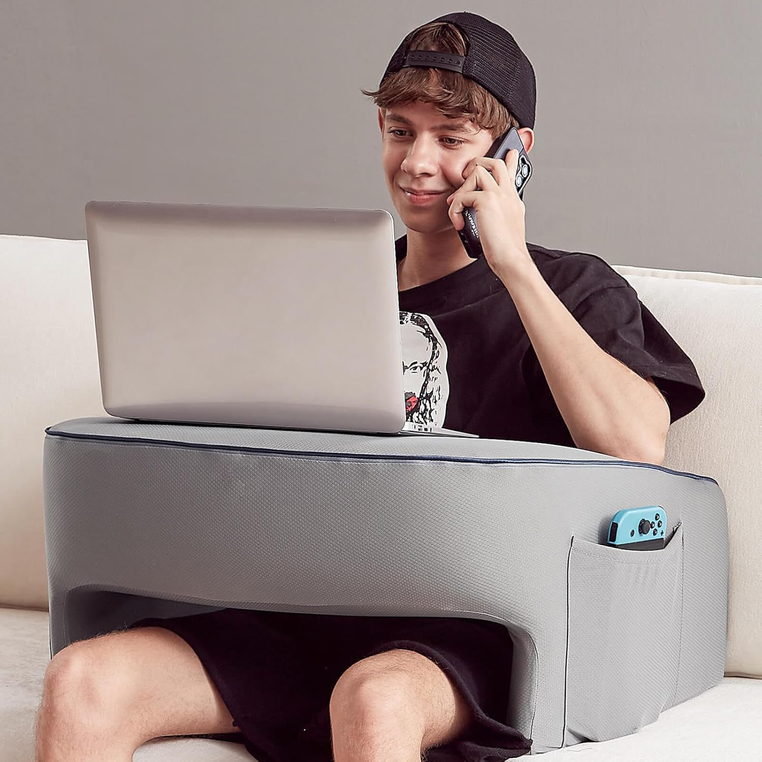 Gray Lap Pillow Desk - Comfort & Versatility