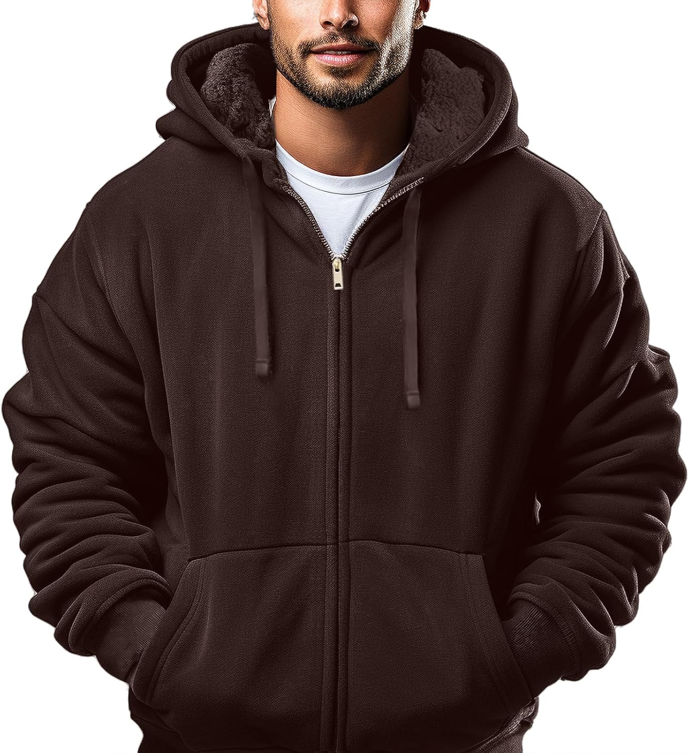 Hoodies for Men Full Zip Up Fashion Sweatshirt Warm Coats