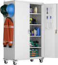 Extra Large Metal Garage Storage Cabinet with Wheels and Shelves