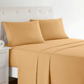 California King Apricot Orange Microfiber Bed Sheets Set - Deep Pocket