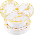 FLOWERCAT Thanksgiving Plates 60PCS Gold Pumpkin Set - Durable