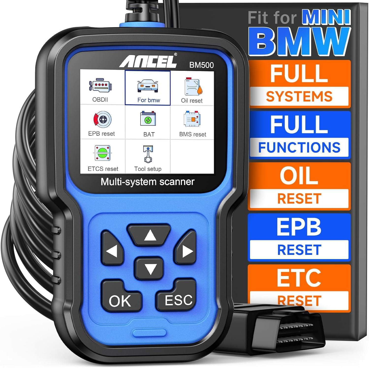 ANCEL BM500 Battery Registration Tool for BMW Mini Diagnostics