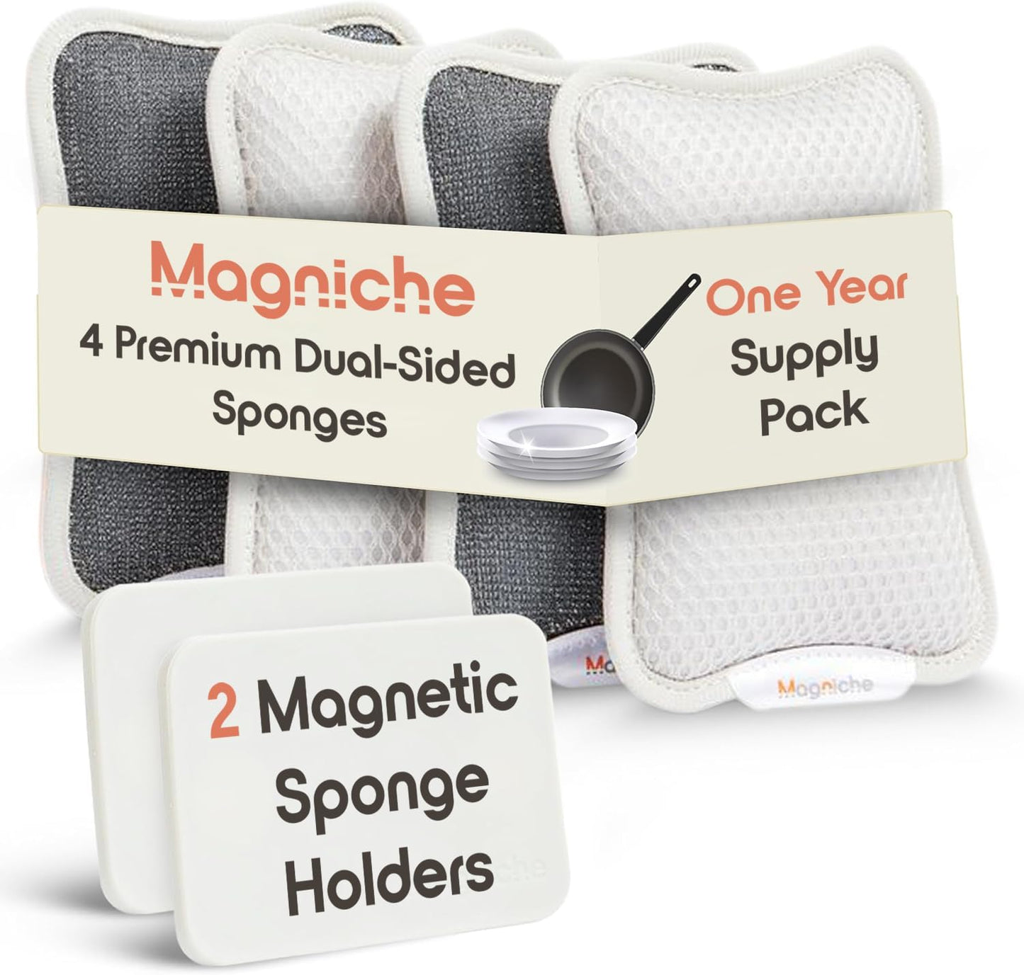 3-in-1 Dishwashing Cleaning Kit with Magnetic Sponge Holder