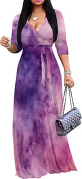 PinkPatty Women's Plus Size Maxi Dress - Flowy Tie Dye Wrap V Neck
