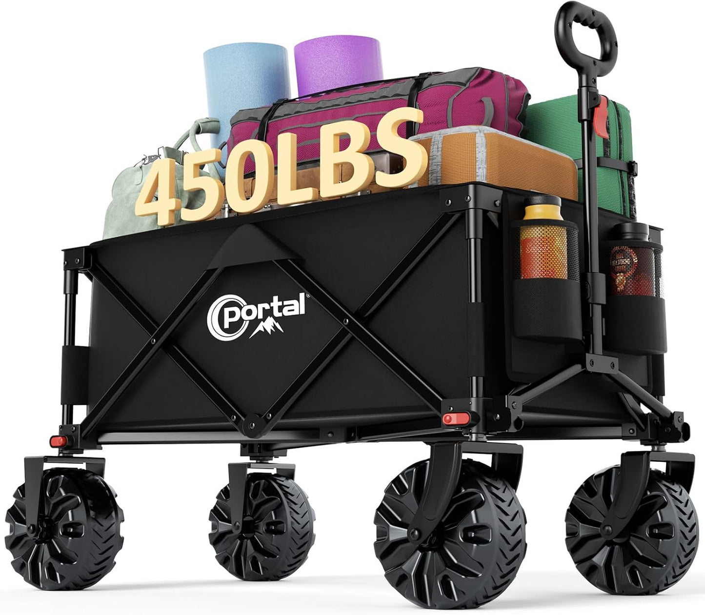 PORTAL Collapsible Folding Utility Beach Wagon with All Terrain Wheels