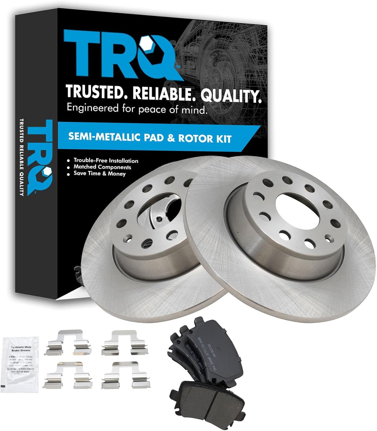 TRQ Rear Brake Pad & Rotor Kit for Audi A3 and Volkswagen CC