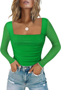 Stylish Mesh Square Neck Bodysuit for Women by Chunpin