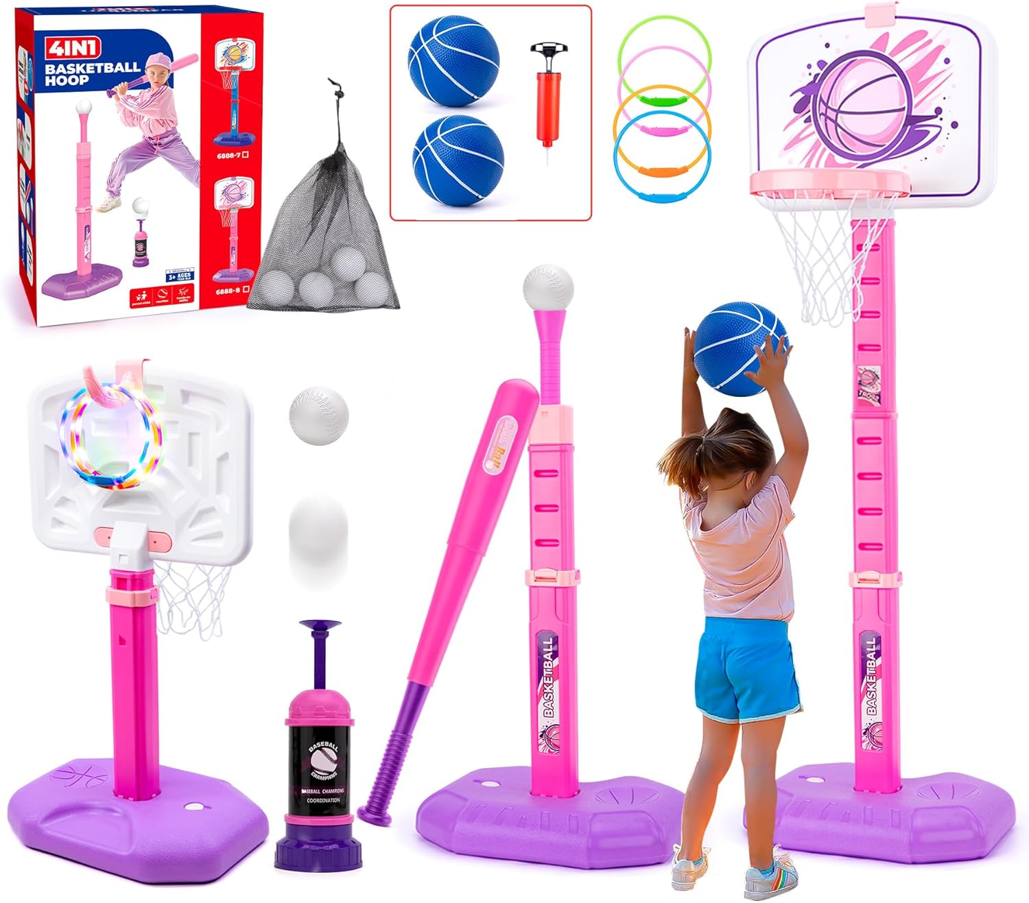 Meland Toddler Basketball Hoop 4-in-1 Sports Fun for Kids