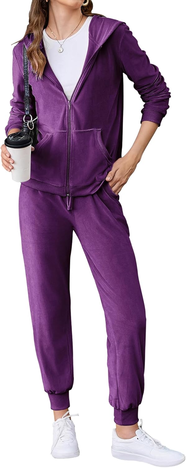 HOTOUCH Womens Casual Velour Tracksuit Set for Comfort and Style