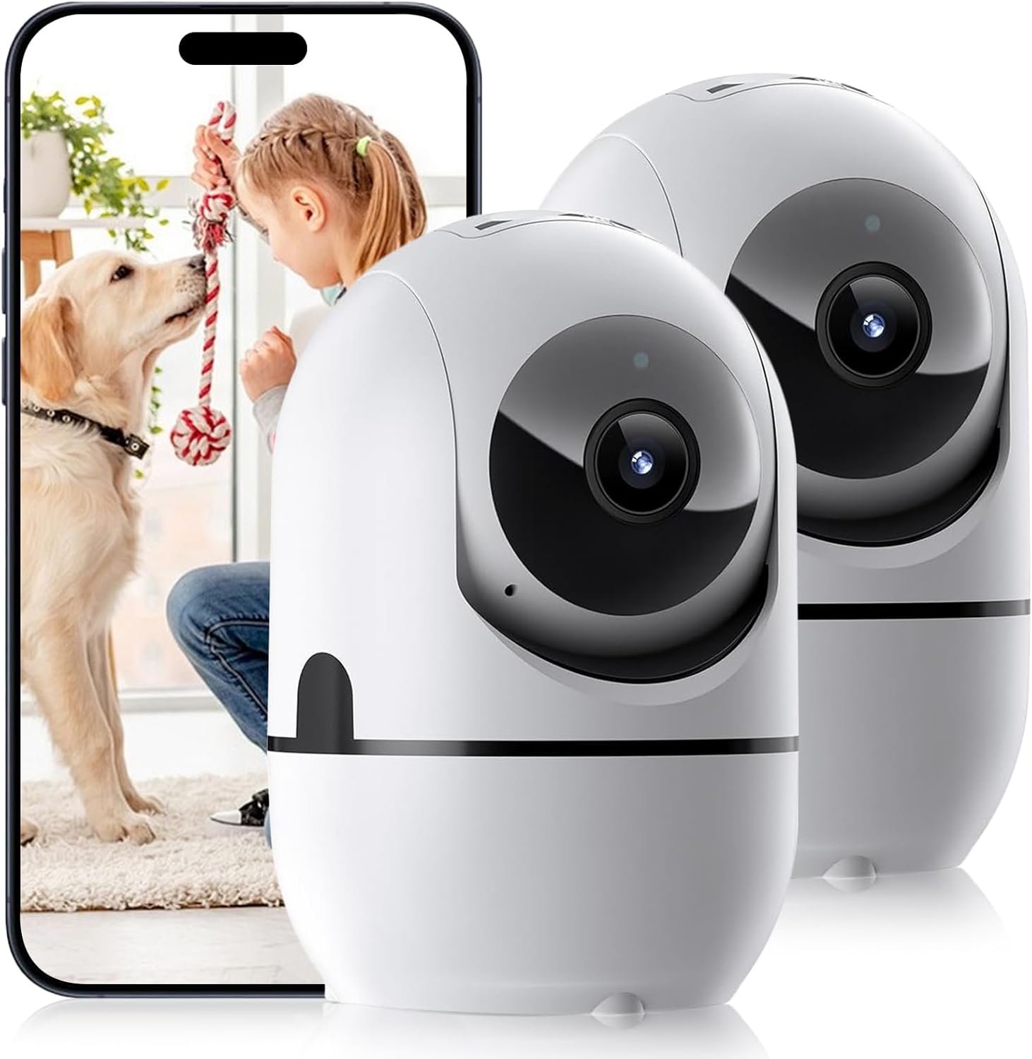 Wireless Pan/Tilt Security Cameras - 2Pack