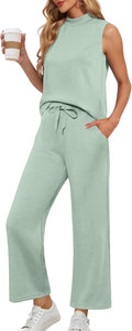 Stylish Two Piece Lounge Set with Mock Neck for Women in Summer