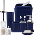 Navy Blue Bathroom Accessories Set 9-Piece - Complete Bathroom Kit