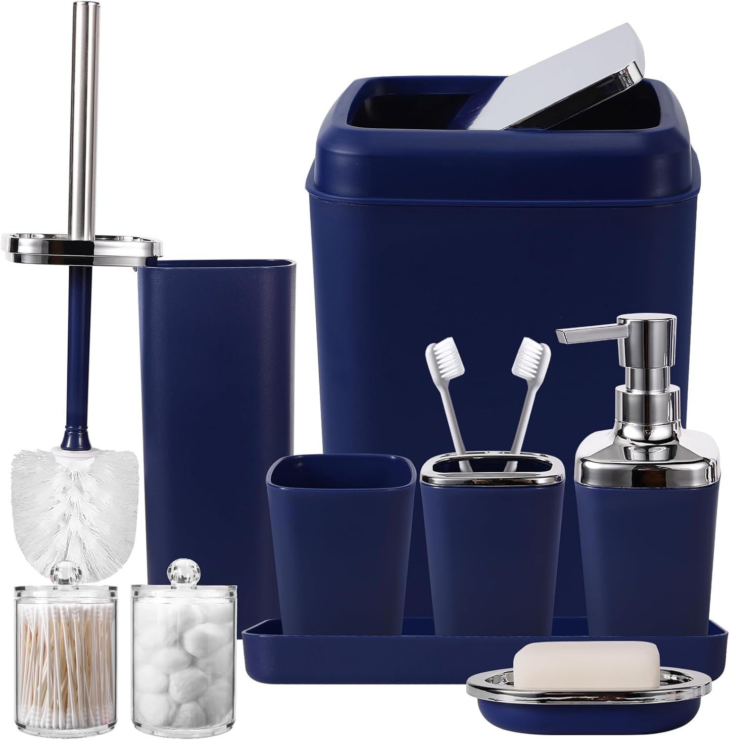 Navy Blue Bathroom Accessories Set for a Stylish Home