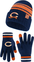 Ultra Game NFL Super Soft Team Stripe Winter Beanie and Touch Screen