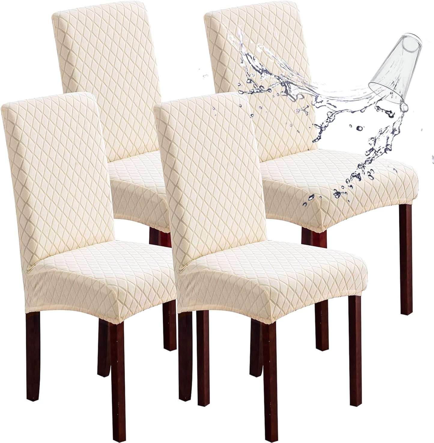 Genina Waterproof Chair Covers for Dining Room Set of 4 Large