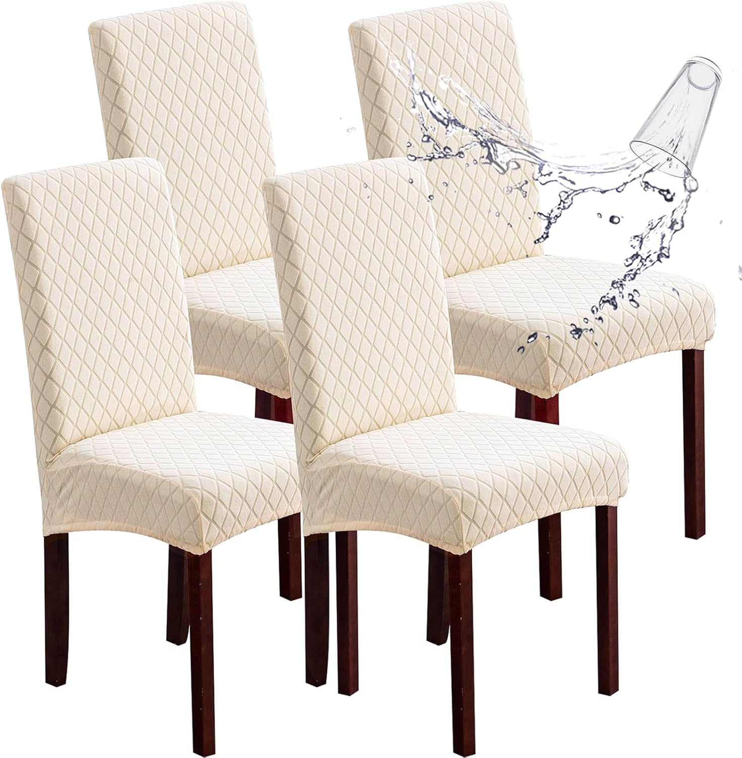 Genina Waterproof Chair Covers for Dining Room Set of 4 Large