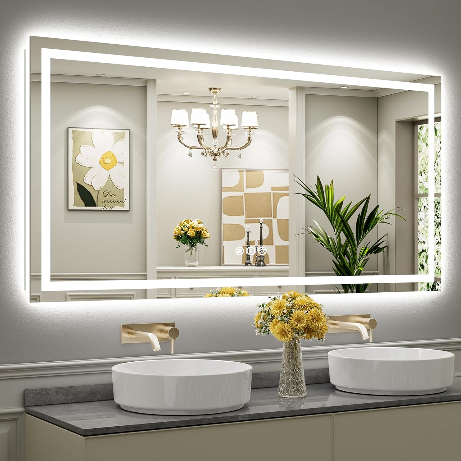72x36 LED Bathroom Mirror with Lights - Anti-Fog & Dimmable