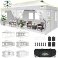 10x20 Pop Up Canopy Tent with 6 Removable Sidewalls - Easy Center Push