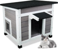 Cat House Outdoor/Indoor All-Weather Wooden Shelter - Weatherproof
