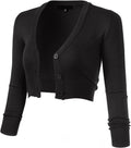 Allsense Women's 3/4 Sleeve Cropped Bolero Shrug Button (Style PQ5T)