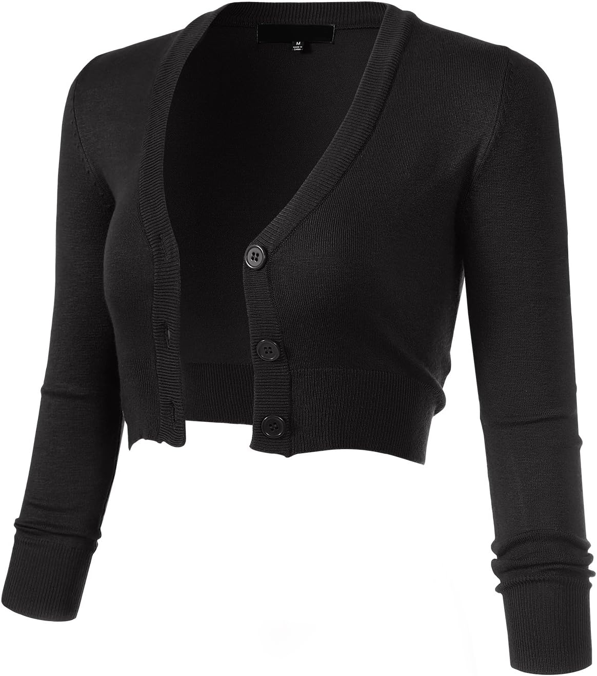 Allsense Women's 3/4 Sleeve Cropped Bolero Shrug Cardigan