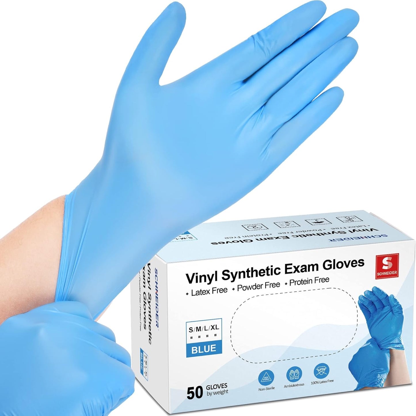 Schneider Blue Synthetic Exam Gloves - 4mil, Latex-Free