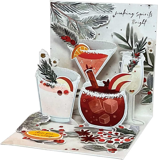 Up With Paper 3D Pop-Up Christmas Card - Festive Cocktails